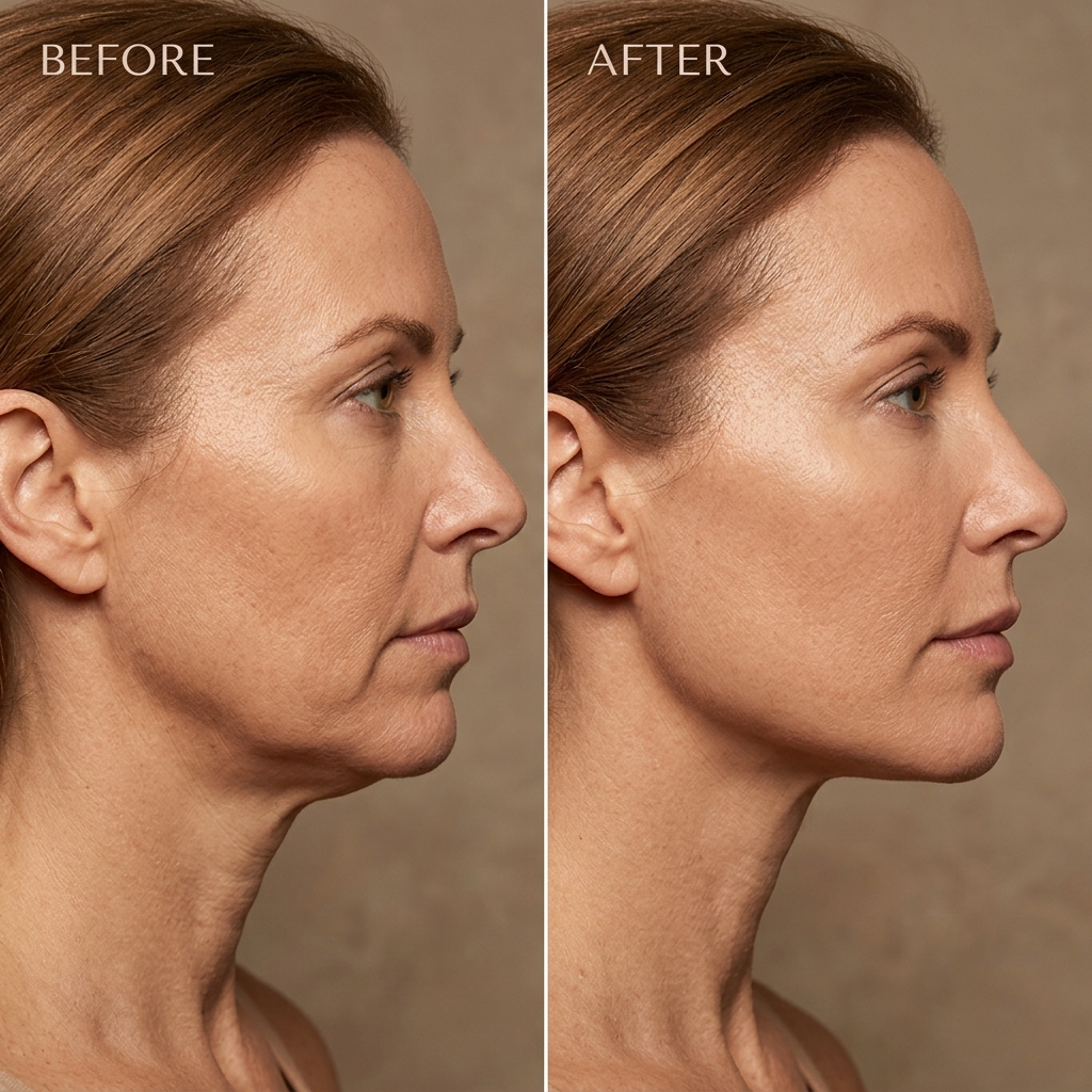 Before & after jawline